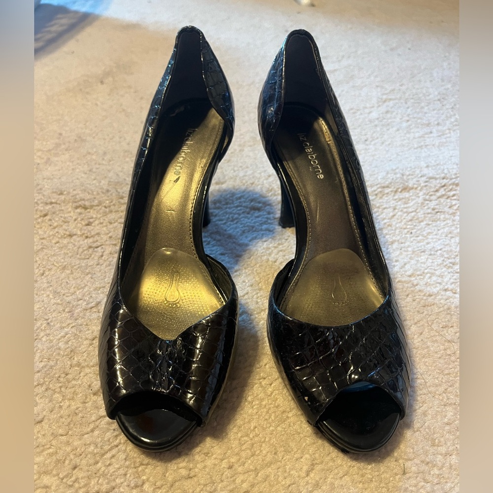 ⭐️Y2K⭐️ Liz Claiborne Black Leather Kitten Heels